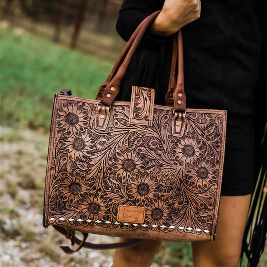 Western Flower Leather Bag